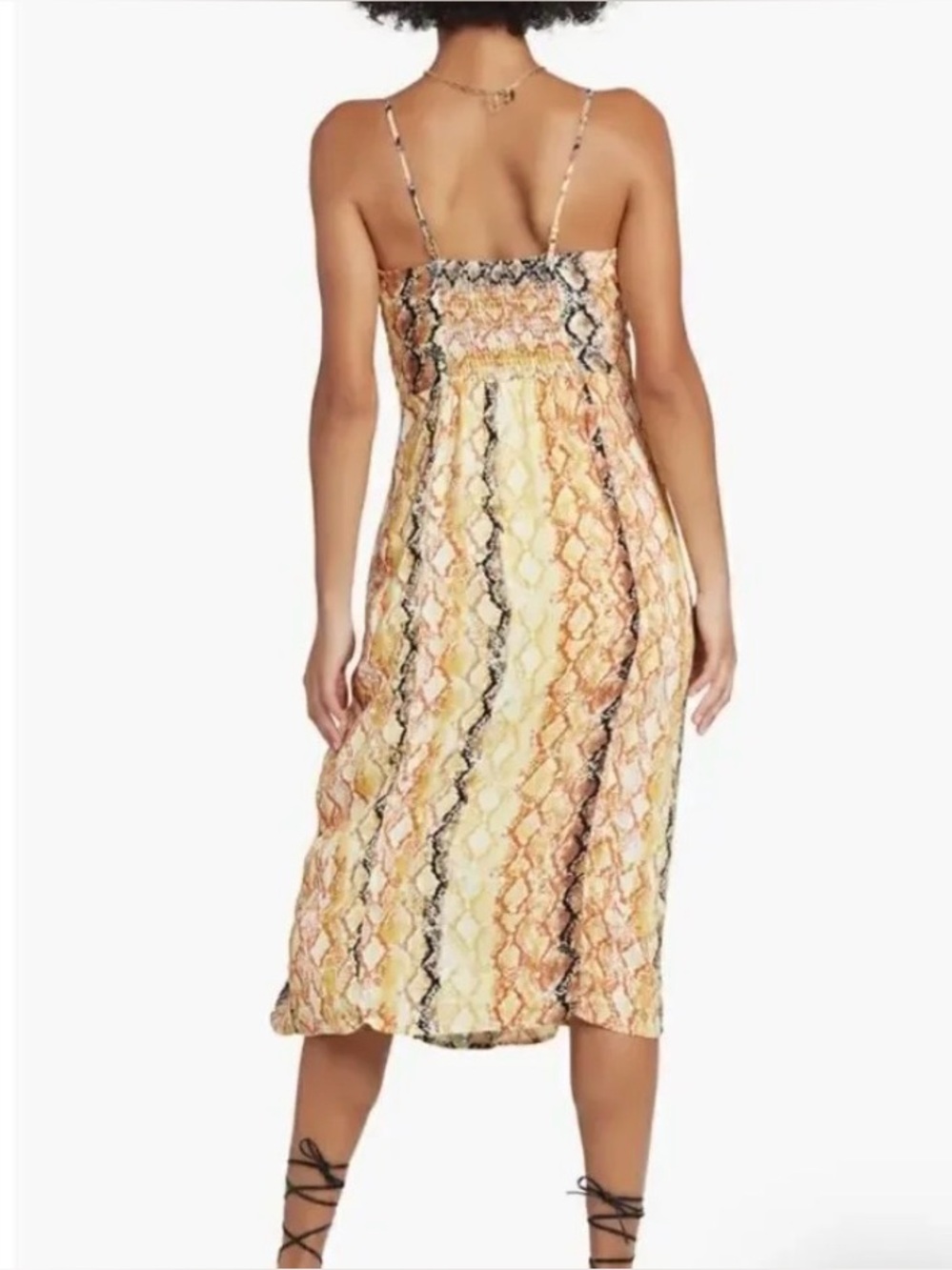 L*SPACE Portola Dress Pretty In Python Snake Print Midi Dress Side Slit Size L - Picture 2 of 12